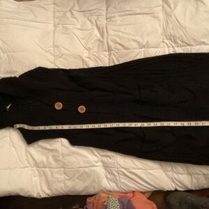 Free people cardigan button down hooded black sweater large runs small
